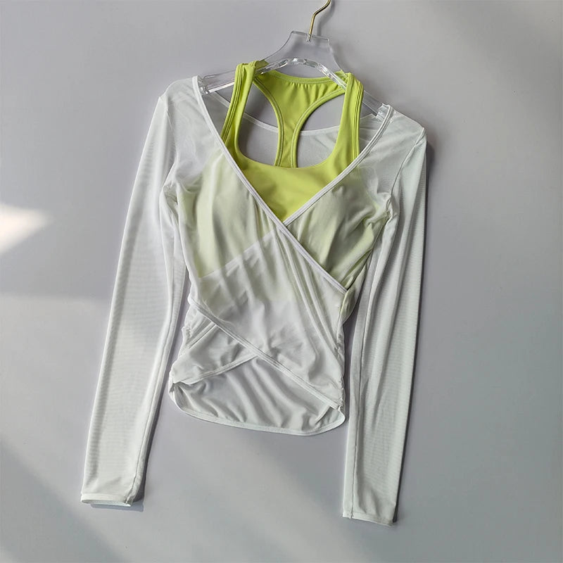 Mesh Wrap-Up Top with Built-In Sports Bra