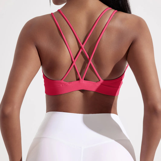 Solid Color Cross Fitness Bra